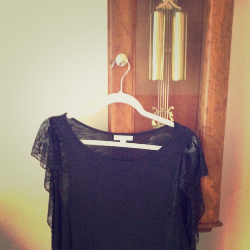 Lauren Conrad Blouse with Lace Shoulder detail